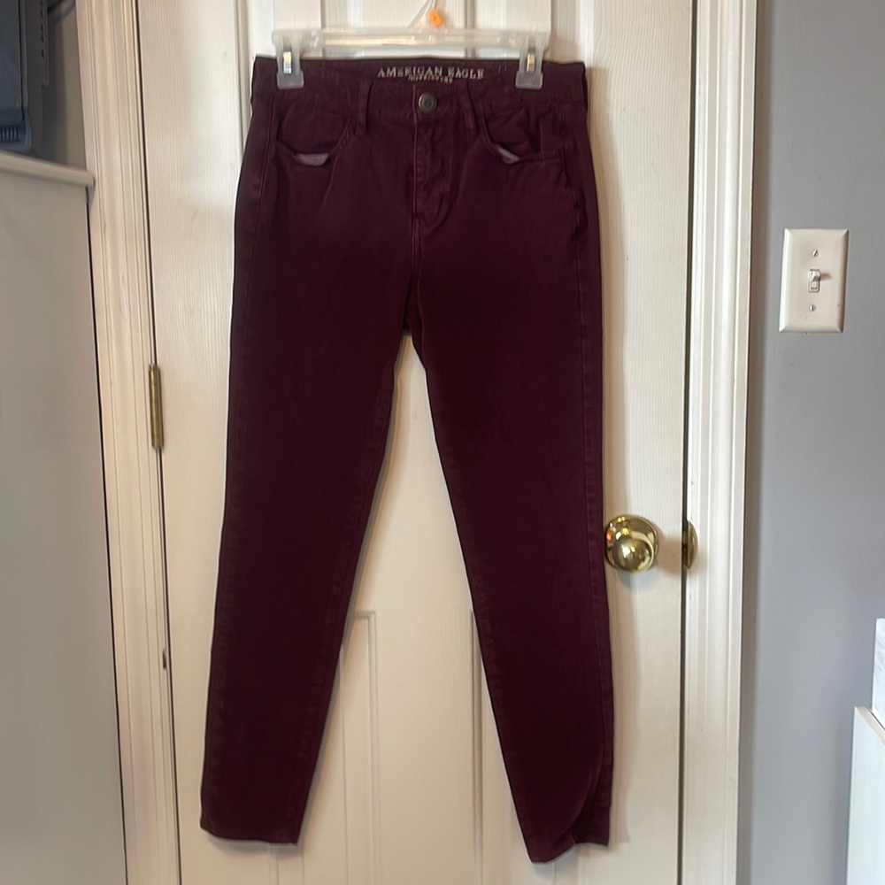 maroon jeans